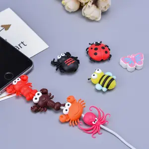 Universal Cute Cartoon Mini Bite Animal Designs Cable Winder USB Data Line Protector Cord Cover Silicone Decorate Accessories