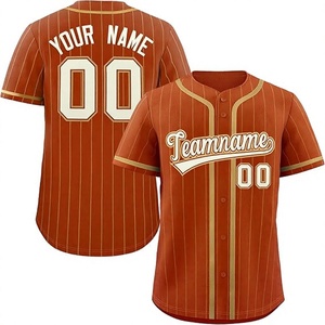 Camiseta de Béisbol Personalizada con Rayas Naranjas, Impresión Sublimada, Absorbente de Humedad, Cierre de Botones, Unisex, Talla Adulto - Product Image 1