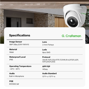 Caméra de sécurité IP panoramique GR-OFI-M8S 4K 8MP <span class=keywords><strong>Fisheye</strong></span> avec vue grand angle pour utilisation intérieure et extérieure G.Craftsman NVR - Product Image 2