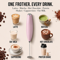 Mousseur à lait électrique portatif coloré avec support, fouet à latte, batteur à œufs de cuisine, mini mousseur à café matcha à piles