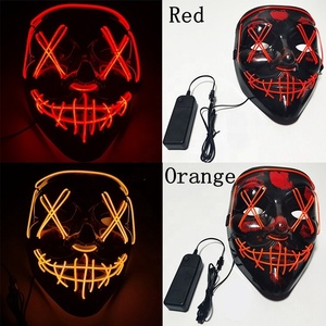 Ourwarm personnalisé horreur Clown <span class=keywords><strong>LED</strong></span> néon <span class=keywords><strong>Halloween</strong></span> <span class=keywords><strong>masque</strong></span> léger soie fête <span class=keywords><strong>masque</strong></span> pour mascarade <span class=keywords><strong>Purge</strong></span> effrayant Clown Costume Prop - Product Image 3