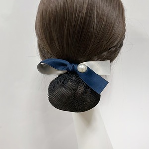 HZM-61251 Barrette à cheveux en filet avec nœud décoratif, couvre-<span class=keywords><strong>chignon</strong></span>, filet à cheveux perlé, barrette française avec filet, accessoires pour cheveux - Product Image 3