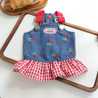Jolie robe pour chien à motif cerise, jupe écossaise pour chat, vêtements pour animaux de compagnie