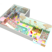 Aire de jeux intérieure douce aux couleurs pastel, petit centre de jeux pour enfants, piscine à balles, piscine à sable, maison de jeu de rôle pour enfants d'âge préscolaire, café