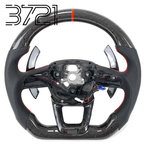 Volant en fibre de carbone nid d'abeille pour Audi A3A4A5A6A7A8 S3S4S5S6S7S8 RS3RS4RS5RS6RS7RSQ8, intérieur, 2017-2024, avec palettes de changement de vitesse - Product Image 1