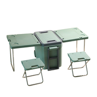 Glacière de pêche Everich grande capacité 32L en plastique avec roues, glacière rigide isotherme pour aventures en plein air, table de glacière pliable