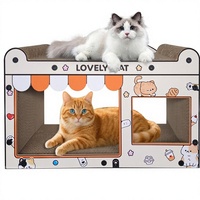 Maison pour chat et griffoir en carton robuste grande taille avec logo imprimé pour chats d'intérieur – Vente en gros, directement de l'usine
