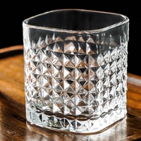 Verre à whisky transparent carré gaufré pour fête, idéal pour le scotch, le vin, la bière, le bar, style old fashioned