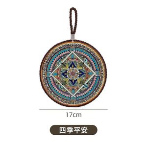 Alfombrilla de cerámica de la serie Colorful Leaf, alfombrilla redonda con diseño floral, aislante del calor, para uso doméstico - Product Image 2