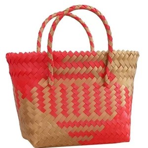 Bolso Tote Rojo Tejido a Mano, Estilo Bohemio, Portátil, para Uso Diario, Forma Cuadrada Horizontal - Product Image 4
