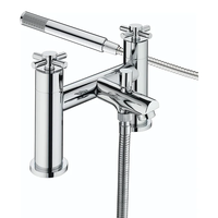 Chrome Salle De Bains Lavabo Robinet Double Levier Poignée Vanité Bain Douche Mitigeur avec Pommeau De Douche Pont Montage