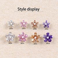 En gros, Breloques en pierres précieuses, diamants et strass blancs, violets, roses, en forme de fleurs à cinq pétales, accessoires et décorations 3D pour ongles