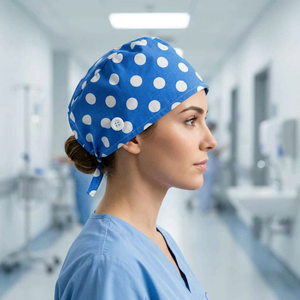 Cappelli Chirurgici Blu con Puntini, Fodera in Raso, Personalizzabili, Unisex, per Infermieri e Medici - Product Image 1