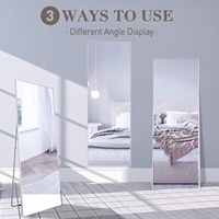 Miroir sur pied en verre pleine longueur au design minimaliste moderne, cadre en métal fait main, grande taille pour la décoration de la maison, de la chambre et du salon