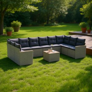 Ensemble de canapés de jardin en rotin gris 6 places, mobilier d'extérieur résistant aux intempéries, design contemporain - Product Image 2