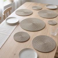 Sous-verre en corde de jute de 1,2 cm, 6 tailles (10 cm à 35 cm), rond, en spirale, en fibre naturelle, pour table et décoration