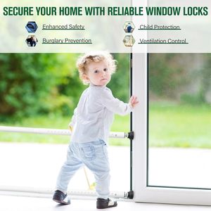 Barre <span class=keywords><strong>de</strong></span> sécurité pour porte coulissante et serrures <span class=keywords><strong>de</strong></span> fenêtre, lot <span class=keywords><strong>de</strong></span> 2, verrou <span class=keywords><strong>de</strong></span> sécurité enfant réglable pour appartement/terrasse (17-50 pouces), installation par vis - Product Image 3