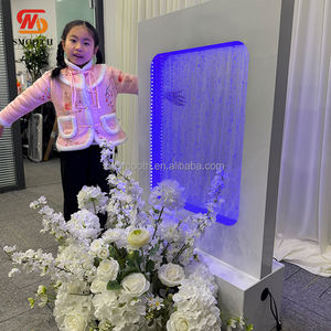 Support de panneau d'accueil personnalisé pour mariage et hôtel, avec fontaine cascade lumineuse RGB et toile de fond - Product Image 3