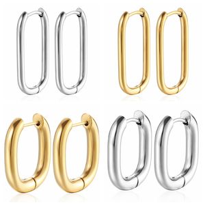 ต่างหูห่วงสแตนเลสรูปทรงเรขาคณิตสีเงิน,ต่างหูรูปหัวใจ U ต่างหูทรงสามเหลี่ยมรูปสี่เหลี่ยมเพนตากอนรูปแปดเหลี่ยมต่างหู Huggie - Product Image 3