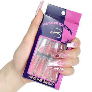 Longue Ballerine <span class=keywords><strong>Faux</strong></span> <span class=keywords><strong>Ongles</strong></span> Avec Diamant Doux Coeur Rose Couleur Cercueil <span class=keywords><strong>Faux</strong></span> <span class=keywords><strong>Ongles</strong></span> Kits Fashional Nouveaux Designs Conseils De Vente Chaude - Product Image 5