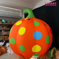 Citrouille gonflable de 3 m avec des pois colorés, décoration orange pour Halloween, fête d'automne, événement en plein air