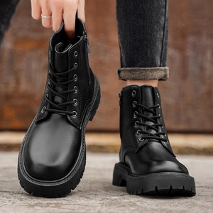 BAEWOON MB10 Bottes Martin tendance de haute qualité pour hommes, polyvalentes, montantes, noires, décontractées, en cuir, style sport - Product Image 2