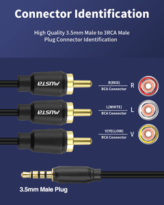 Câble audio RCA 3,5 mm de haute qualité, 1-10 m, plaqué or, gaine en PVC, connecteur mâle-mâle pour voiture, HDTV, DVD, magnétoscope - Product Image 4