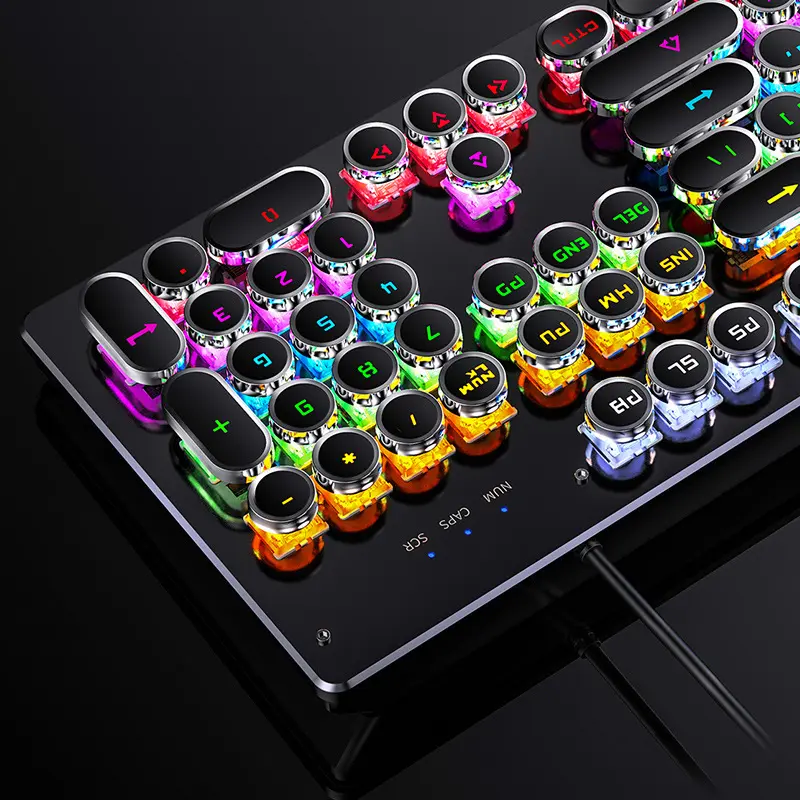 Esport Punk RGB Wired Keyboard Brown Black Cyan Axis 104 Keys Gaming Real Mechanical Keyboard