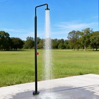 Ensemble de douche sans barre coulissante, colonne de douche en céramique, pour extérieur, villa, cour, bain, double poignée, acier inoxydable brossé M