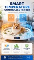 Lit pour animaux de compagnie ovale surélevé de luxe avec écran numérique, lit thermostatique pour chat, lit de sommeil respirant pour animaux de compagnie d'intérieur, OEM disponible
