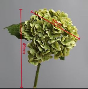 19cm büyük çiçek kafa 3D gerçek dokunmatik yeşil mavi sahte lateks ortancalar çiçekler <span class=keywords><strong>Bush</strong></span> için otel dekorasyon çiçek aranjmanı düğün - Product Image 3