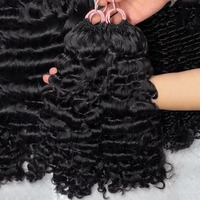 Prix de gros Cheveux humains bouclés birmans souples pour tresses au crochet, noir naturel, boucles complètes pour coiffures bohèmes et tresses au crochet