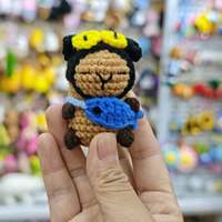 Porte-clés Capybara au crochet fait main, poupée animale en fil tricoté, breloque de sac, pendentif Capybara mignon de dessin animé