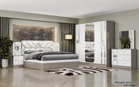 Chambre Coucher Complet Home Ensembles de lit Tête de lit éclairée en MDF Ensemble de meubles de chambre à coucher