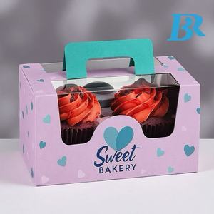 Custom all'ingrosso scatola di <span class=keywords><strong>cartone</strong></span> pieghevole dolci scatole di pane da forno con manici Cupcake confezione per Dessert porta scatola ciambella - Product Image 2