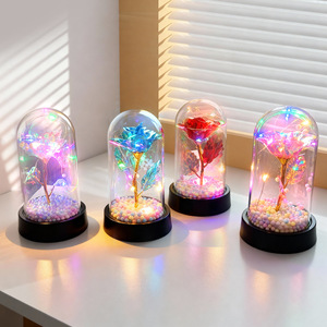 Preserved Gold Foil Rose Glass Dome <b>Night</b> <b>Light</b> Touch Control USB Powered Desktop Decoration For Living Room Bedroom Study - Product Image 4