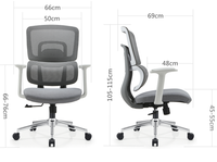 Chaise de bureau ergonomique moderne avec soutien lombaire en tissu et fonction pivotante pour le bureau à domicile et l'atelier