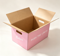 Boîte d'expédition en carton ondulé personnalisée avec poignée découpée pour l'emballage e-commerce