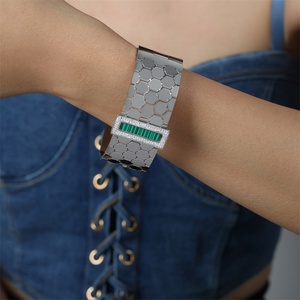High End Jewelry Stainless Steel Hollow Geometric square Zircon Shell Charm <b>Bangle</b> <b>Bracelet</b> - Product Image 6