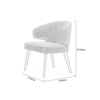 Fauteuil de salle à manger en forme de coquille, rembourré en lin gris moderne, avec pieds en bois, pour la maison et l'hôtellerie