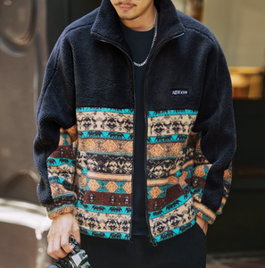 Veste en laine d'agneau rétro de haute qualité pour hommes, veste en polaire ample et épaisse pour l'automne et l'hiver - Product Image 2