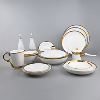 Porcelaine avec bordure dorée, nouveaux os vaisselle de Table en porcelaine, service de Table