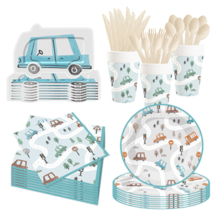 Vajilla Personalizada DAMAI para Fiestas, Juego de Vajilla con Temática de Autos, Juego de Vajilla Desechable de Papel para Fiestas de Cumpleaños Infantiles - Product Image 1