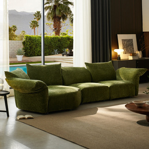 italian petal fabric sofa designer curved sectional fully removable washable couch for big living room - Product Image 2