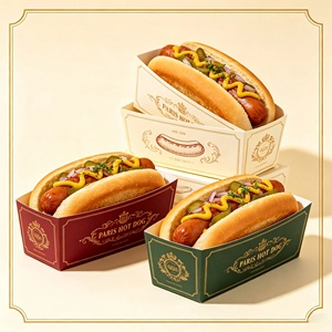 Cajas de Papel para Hot Dogs con Logotipo Personalizado al por Mayor, Contenedores Desechables Resistentes a la Grasa para Comida para Llevar, para Bares de Comida Móviles - Product Image 3