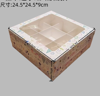 Caja para Pastelería con Ventana y Divisores de 2/4/6/9/12 Compartimentos, Caja para Galletas, Dulces, Pasteles y Muffins con Insertos