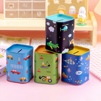 Regalos de Cumpleaños para Niños, Hucha de Metal Cuadrada con Diseño de Anime, Mini Hucha de Metal con Estampado de Dibujos Animados