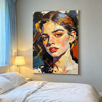 Peinture à l'huile abstraite moderne de portrait féminin, texture prononcée, peinte à la main, pour la décoration murale du bureau et de la chambre.