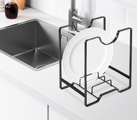 Support de planche à découper en métal et organiseur de vaisselle multifonctionnel pour comptoir de cuisine avec égouttoir