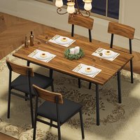 Ensemble de table à manger pour 4 personnes, 4 chaises rembourrées, table à manger en métal pour 4 personnes, chaises avec bords lisses, design industriel moderne